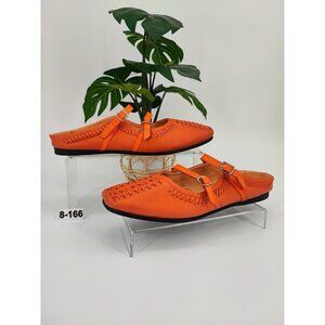 Free People Women's Diana Strap Orange Leather Mary Jane Flats Size 7.5 US